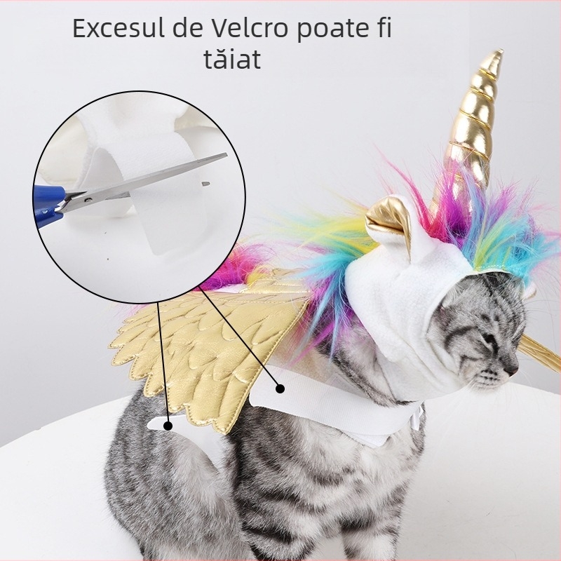 Halloween pisică unicorn decor drăguț unicorn decor de sărbătoare reglabil cu velcro accesorii pentru animale de companie
