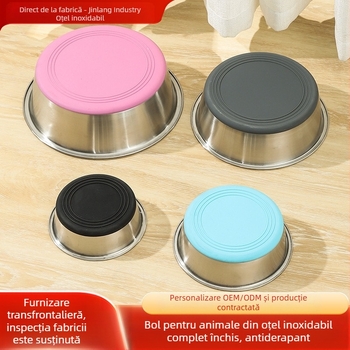Bol din oțel inoxidabil pentru animale de companie, fund din silicon, anti-șoc peste bolul pentru câini și pisici, bol pentru pisici și câini, bazin de hrănire pentru animale de companie, consumabile pentru animale de companie