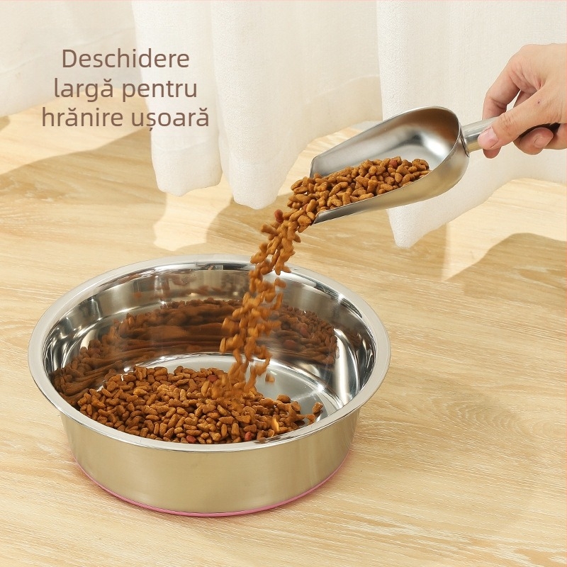 Bol din oțel inoxidabil pentru animale de companie, fund din silicon, anti-șoc peste bolul pentru câini și pisici, bol pentru pisici și câini, bazin de hrănire pentru animale de companie, consumabile pentru animale de companie