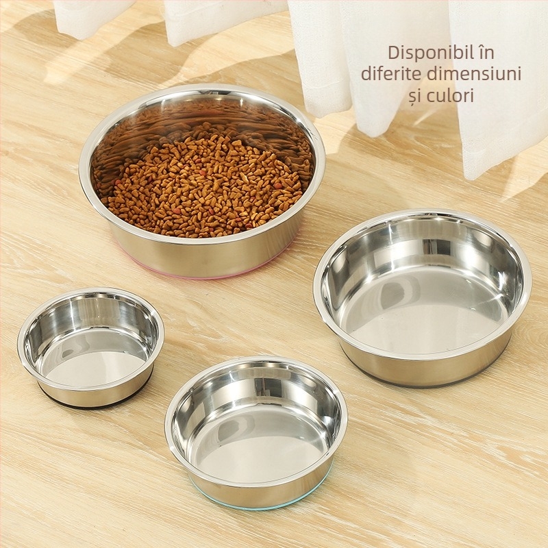 Bol din oțel inoxidabil pentru animale de companie, fund din silicon, anti-șoc peste bolul pentru câini și pisici, bol pentru pisici și câini, bazin de hrănire pentru animale de companie, consumabile pentru animale de companie