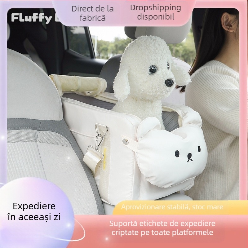 Geantă auto pentru animale de companie, cușcă auto de călătorie, scaun auto cu control central, geantă de mână pentru animale mici