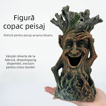 Acvariu decor peisagistică piatră stâncă iarbă peisaj plante acvatice artificiale pachet de amenajare a teritoriului rășină copac om ornamente acvariu