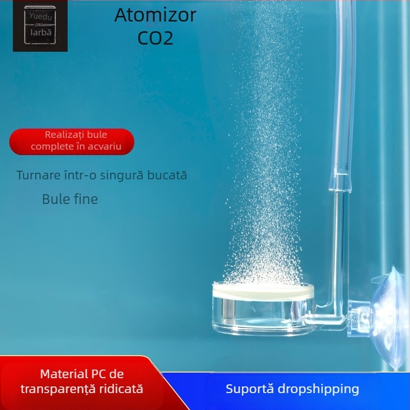 Atomizor de difuzie CO2 acrilic pentru acvarii, rafinator transparent cu dioxid de carbon pentru plante acvatice zero, consumabile pentru acvariu