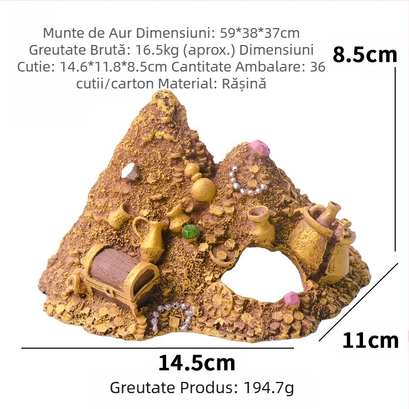 Decorațiune pentru acvariu, ornamente de desene animate, casă pentru evitarea peștilor și creveților, peisaj pentru acvariu, casă cu ananas, peșteră pentru evitarea comorii Jinshan Baoshan