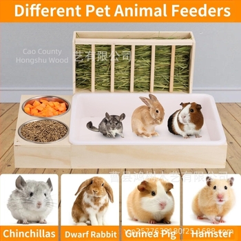 Hrănitoare de fân pentru iepuri transfrontalieră din lemn, hrănitoare pentru animale mici din lemn masiv, uz casnic, consumabile pentru animale mici din lemn