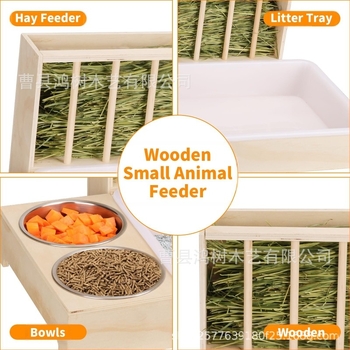Hrănitoare de fân pentru iepuri transfrontalieră din lemn, hrănitoare pentru animale mici din lemn masiv, uz casnic, consumabile pentru animale mici din lemn