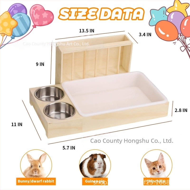 Hrănitoare de fân pentru iepuri transfrontalieră din lemn, hrănitoare pentru animale mici din lemn masiv, uz casnic, consumabile pentru animale mici din lemn