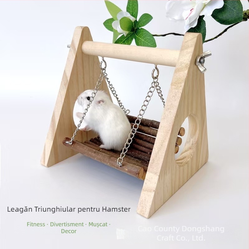Hamster din lemn hamac de uz casnic urs auriu jucărie animal de companie dentiție cadru din lemn pasăre cadru în picioare cadru din lemn masiv jucărie pentru animale de companie