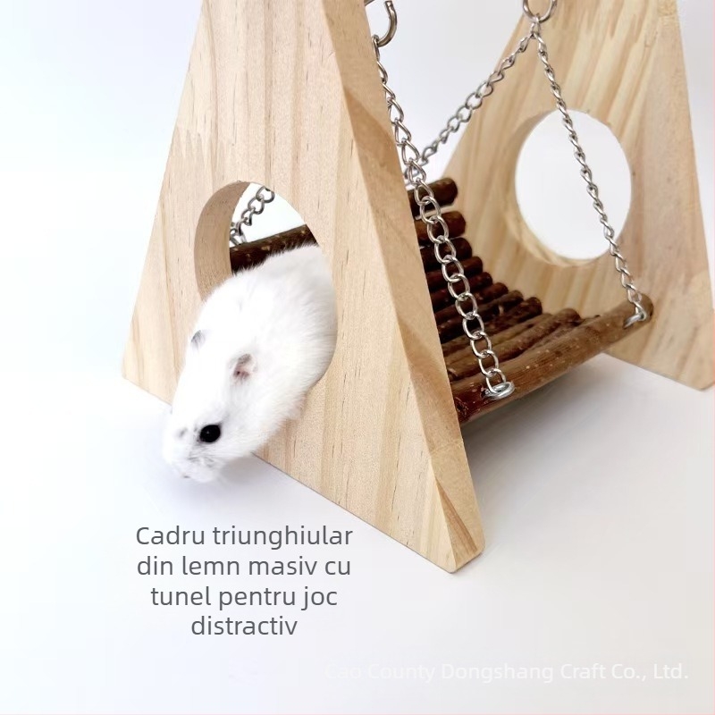 Hamster din lemn hamac de uz casnic urs auriu jucărie animal de companie dentiție cadru din lemn pasăre cadru în picioare cadru din lemn masiv jucărie pentru animale de companie