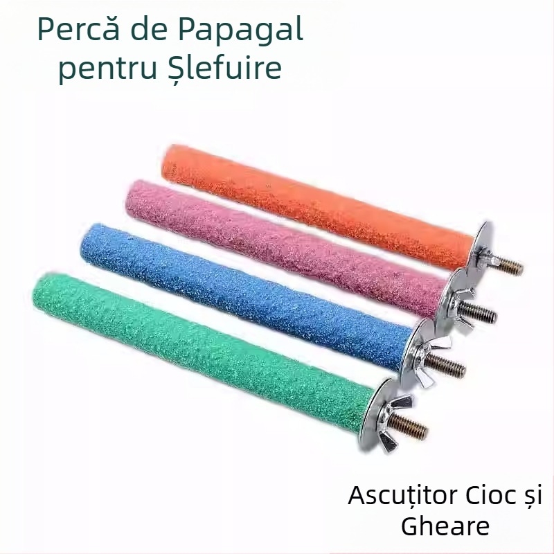 Băț de șlefuit cu gheare de papagal, suport pentru păsări de șlefuit, suport pentru băț, piatră de șlefuit pentru gură și dinți în formă de piele de tigru, bujor negru Phoenix, jucării și accesorii