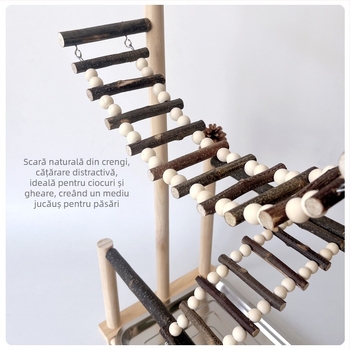 Suport interactiv de dresaj pentru papagali mari, jucărie din lemn pentru papagali, scară cu ramură, jurnal, suport rotativ pentru păsări, suport combinat cu pol