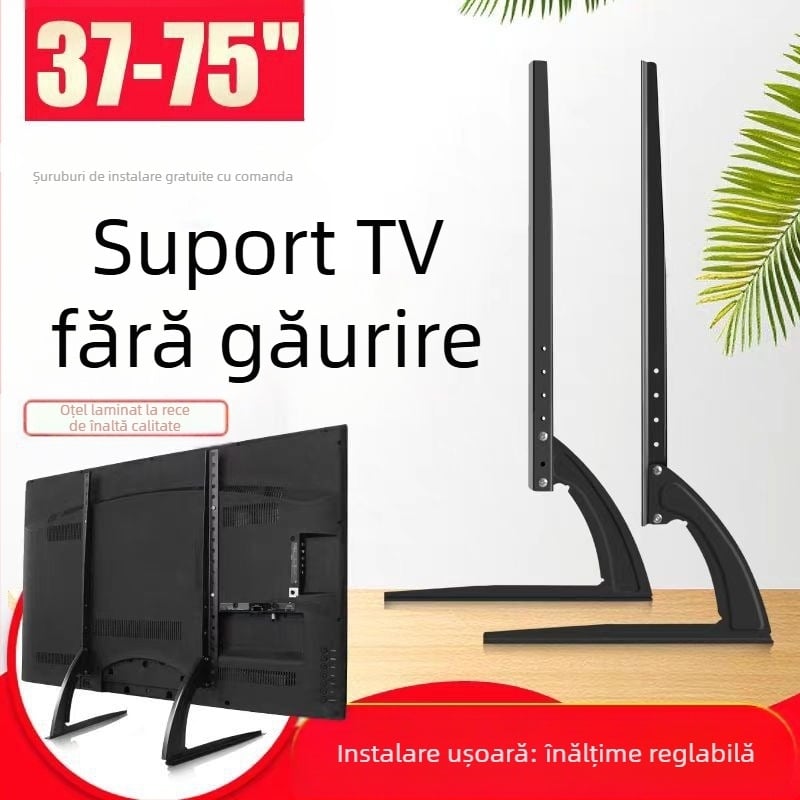 Suport TV universal, bază reglabilă pentru birou fără găurire, universal pentru televizoare LCD de 14-75 inch