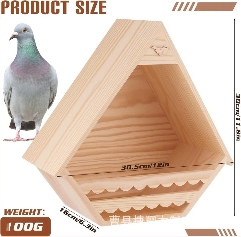 Cuib de pasăre suspendat din lemn, porumbar pentru habitatul exterior pentru păsări, colibri pastoral, cuib de pasăre solid de perete