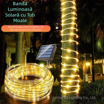 Lumină solară LED cu tub exterior, impermeabilă, cu sârmă de cupru Gypsophila, cu șir de lumini decorative pentru curte, cu LED-uri, cu atmosferă