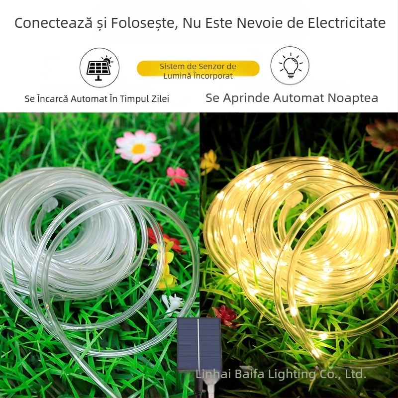 Lumină solară LED cu tub exterior, impermeabilă, cu sârmă de cupru Gypsophila, cu șir de lumini decorative pentru curte, cu LED-uri, cu atmosferă