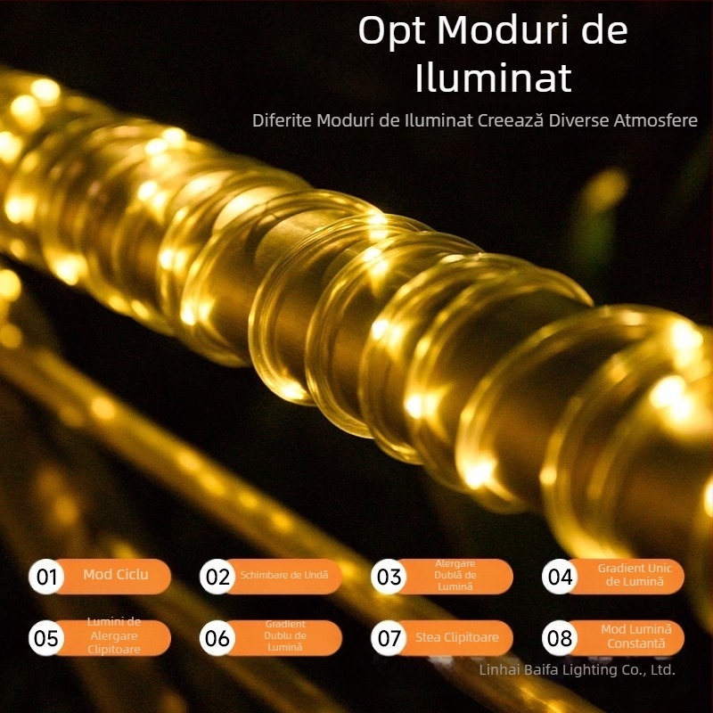 Lumină solară LED cu tub exterior, impermeabilă, cu sârmă de cupru Gypsophila, cu șir de lumini decorative pentru curte, cu LED-uri, cu atmosferă