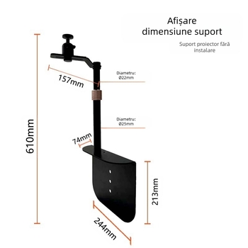 Suport de proiector fără găuri, ascuns metalic, canapea de noptieră, cap de piuliță de orez polar, suport universal pentru desktop