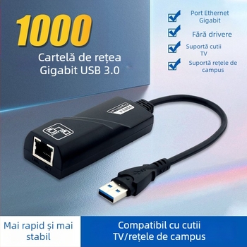 Placă de rețea Gigabit USB, fără driver, placă de rețea pentru interfață, convertor de calculator și tabletă, Typec la RJ45, interfață de cablu de rețea