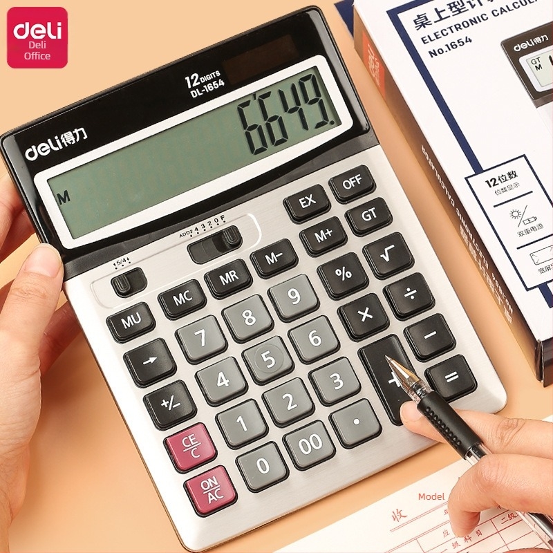 Calculator Deli 1654 buton mare ecran mare calculator 12 birou papetărie financiară en-gros