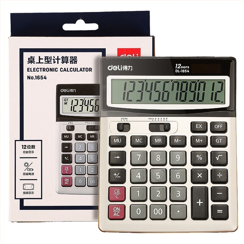 Calculator Deli 1654 buton mare ecran mare calculator 12 birou papetărie financiară en-gros