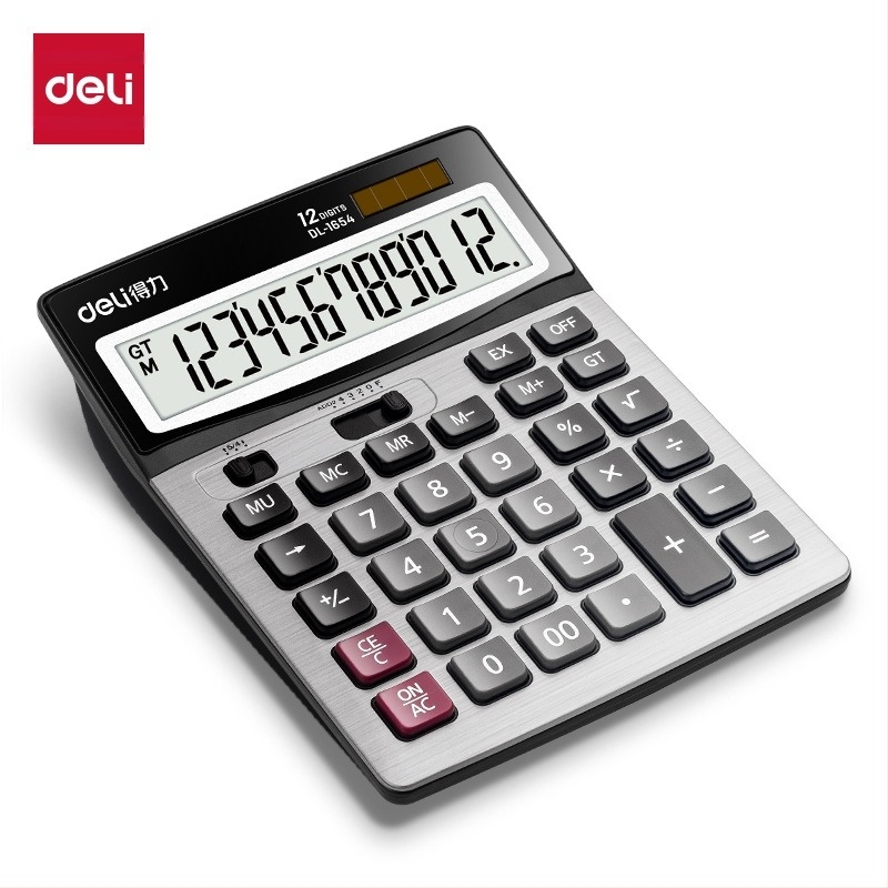 Calculator Deli 1654 buton mare ecran mare calculator 12 birou papetărie financiară en-gros
