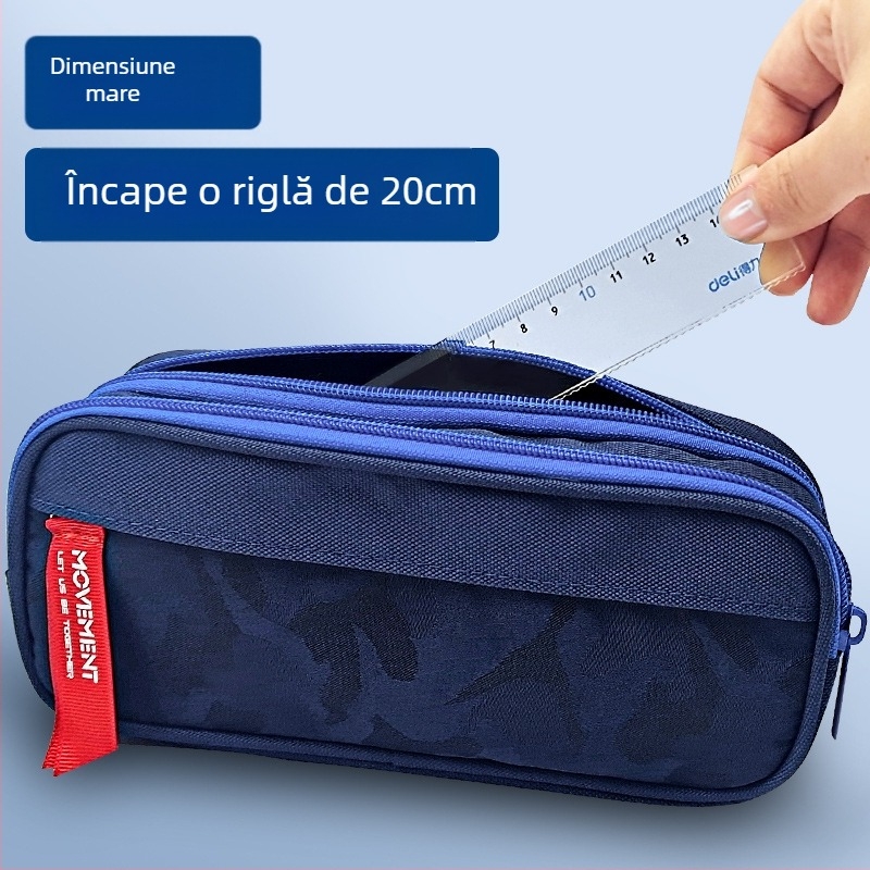 Deli 66764 Penar de mare capacitate pentru băieți Penar dublu strat pentru elevi de gimnaziu Penar pentru elevi de liceu Penar pentru elevi de liceu