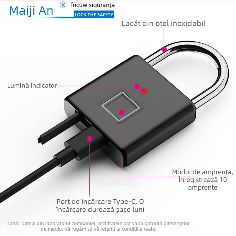 O generație de lacăte inteligente cu amprentă digitală, antifurt pentru acasă, depozit, dormitor, dulap, lacăt electronic cu amprentă mică