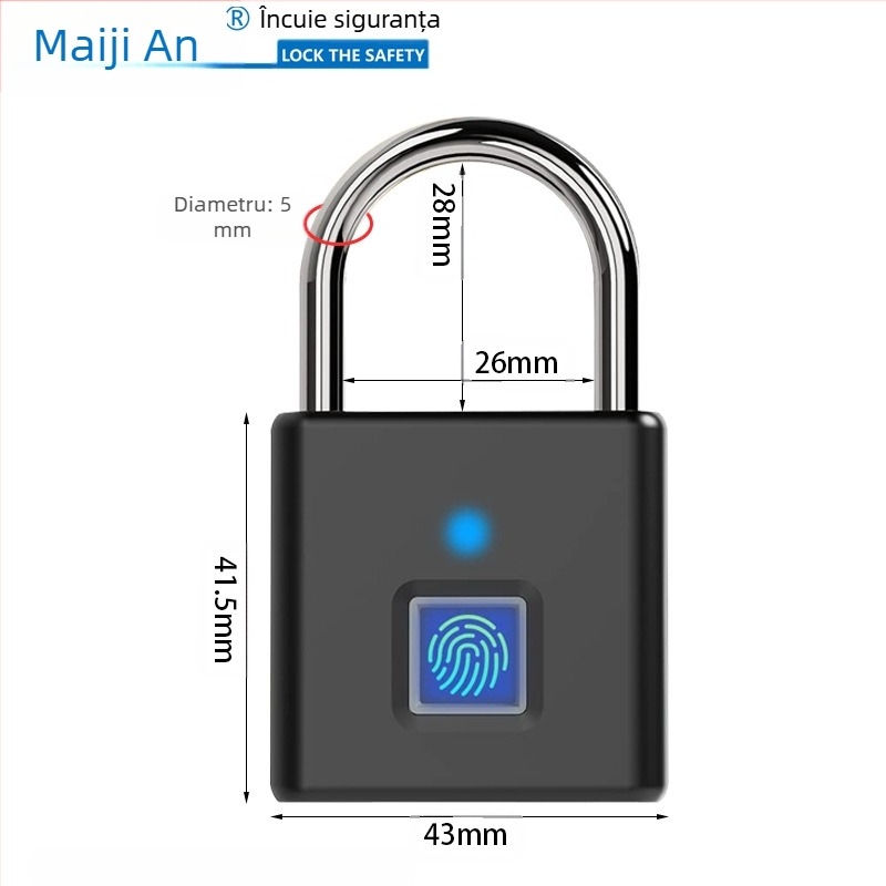 O generație de lacăte inteligente cu amprentă digitală, antifurt pentru acasă, depozit, dormitor, dulap, lacăt electronic cu amprentă mică