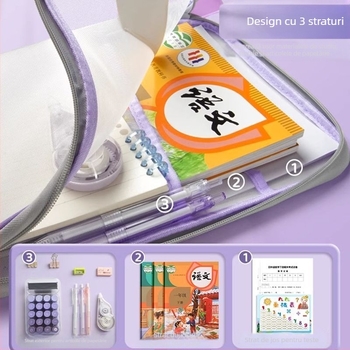 Geantă de clasificare a subiectelor în formă de L, geantă transparentă pentru documente, geantă cu fermoar, deschidere mare, geantă portabilă pentru transportul cărților, geantă de depozitare a hârtiei de examinare