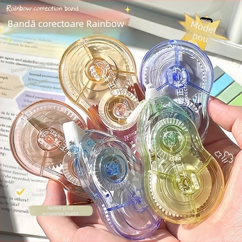 Set de bandă corectoare transparentă Rainbow Ice, bandă corectoare de mare capacitate, aspect înalt, anti-cădere, flip, bandă corectoare netedă, en-gros