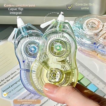 Set de bandă corectoare transparentă Rainbow Ice, bandă corectoare de mare capacitate, aspect înalt, anti-cădere, flip, bandă corectoare netedă, en-gros
