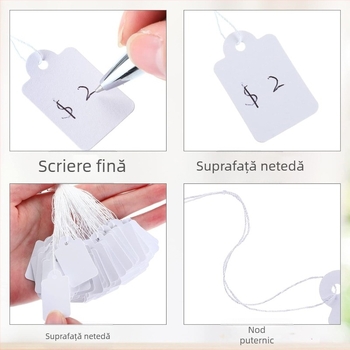 500 de coli/pachet de ață subțire de bumbac, scrisă de mână, pentru bijuterii, cartonaș de hârtie, etichetă de preț pentru bijuterii din aur, etichetă goală pentru lift
