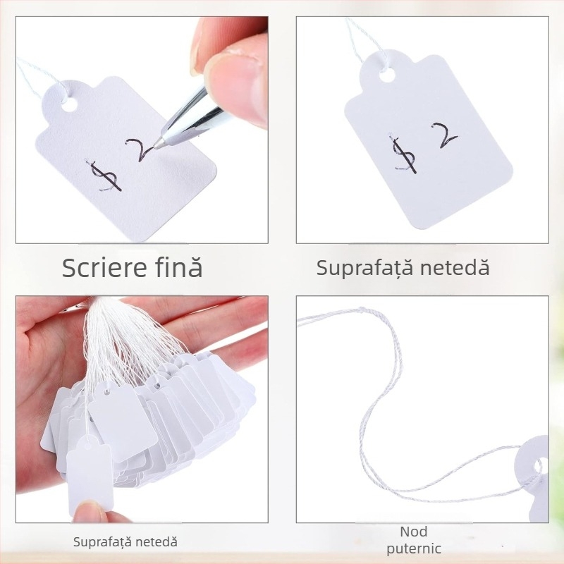 500 de coli/pachet de ață subțire de bumbac, scrisă de mână, pentru bijuterii, cartonaș de hârtie, etichetă de preț pentru bijuterii din aur, etichetă goală pentru lift