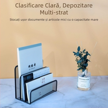 Depozitare pe birou transfrontalieră în stoc 190 de litere grilă metalică din fier combinat cu plasă de date raft pentru fișiere suport pentru cărți negru