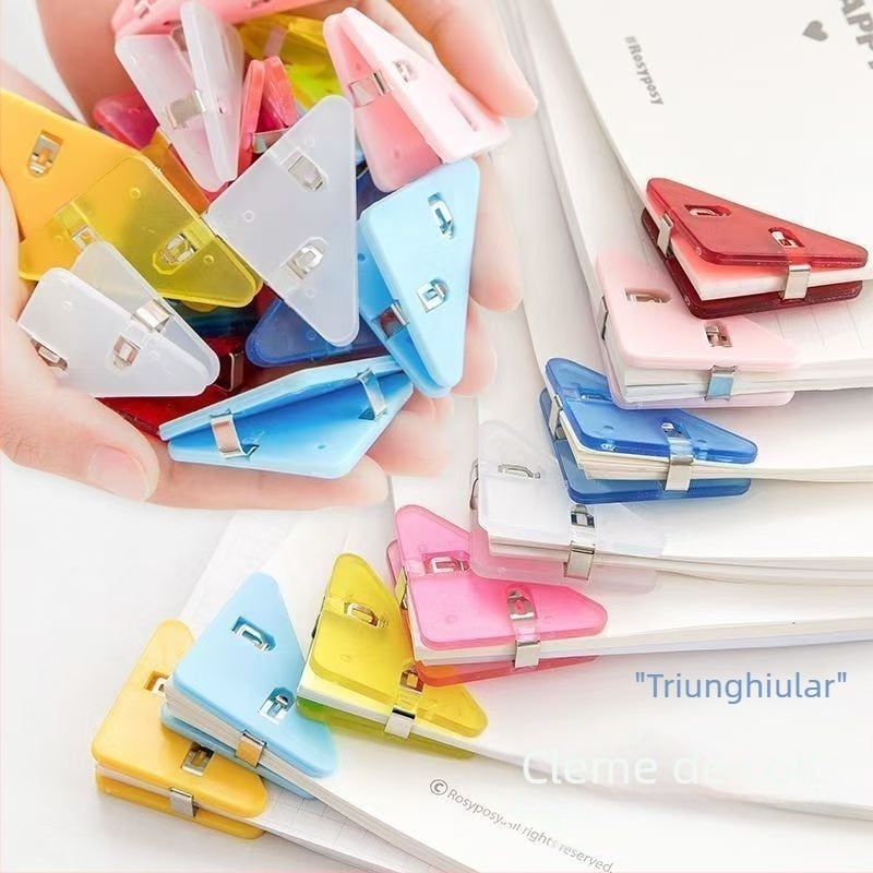 Clemă triunghiulară pentru dosar, clemă fixă pentru fixarea lucrărilor de examen, clemă anti-ondulare pentru cărți, clemă multifuncțională pentru colț