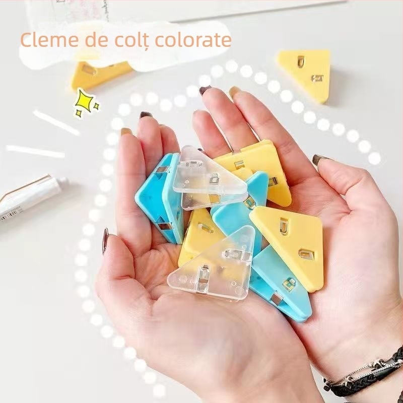 Clemă triunghiulară pentru dosar, clemă fixă pentru fixarea lucrărilor de examen, clemă anti-ondulare pentru cărți, clemă multifuncțională pentru colț
