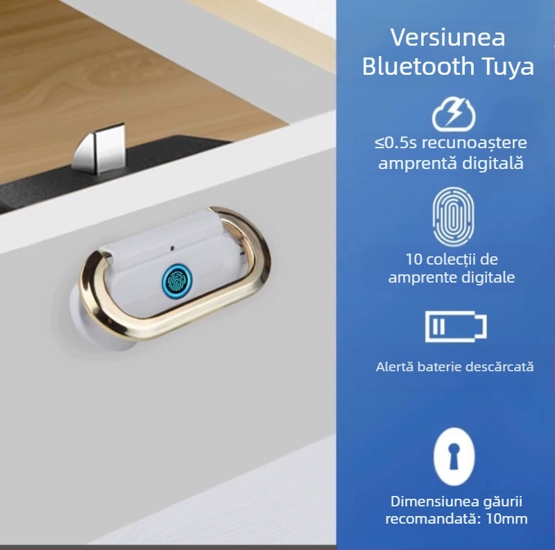 Încuietoare pentru sertar cu amprentă transfrontalieră, mâner metalic ascuns, încuietoare pentru noptieră, dosar, încuietoare electronică pentru mobilier de birou, încuietoare cu amprentă
