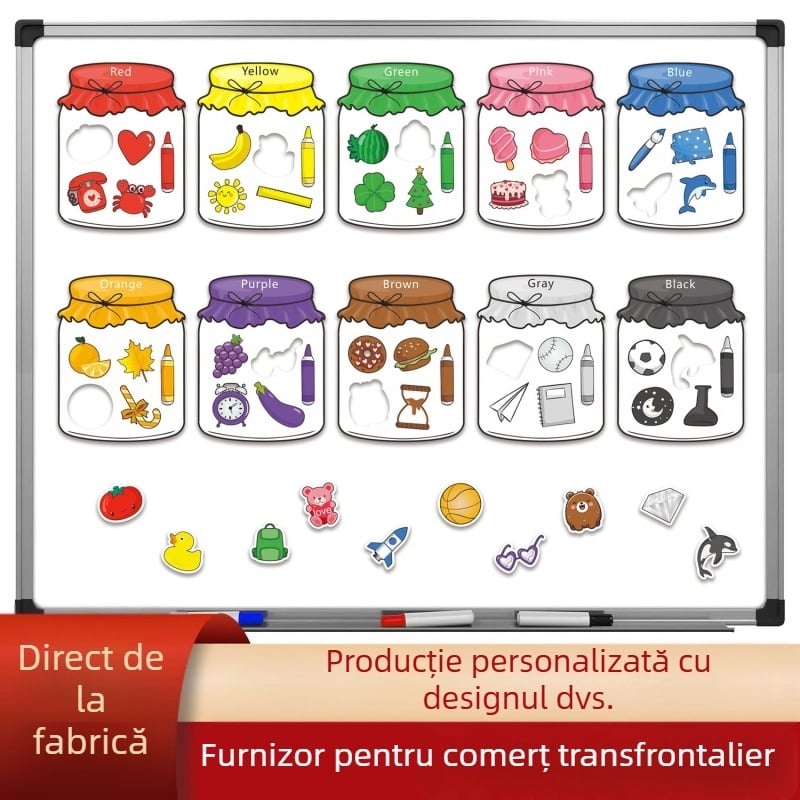 Explozii transfrontaliere, recunoaștere interesantă a culorilor, clasificare magnetică, jucării, costum, cutii de zahăr colorate, magneți de frigider pentru educație timpurie pentru părinți