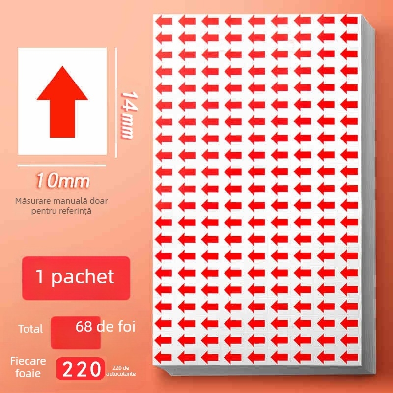 Autocolante mici cu săgeți pentru marcaje de produse defecte, etichete de recondiționare și reparare, autocolante roșii pentru indicatoare de direcție, autocolante autoadezive