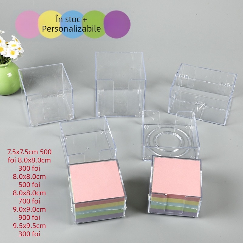 Notă Post-it cu lipici în stil nou, cutie transparentă personalizată, autocolant pentru mesaje de birou, autocolant transparent din plastic, notă în cutie