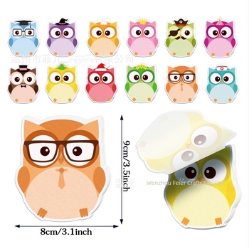 UB033 Notițe Post-it în formă de bufniță cu desene animate, notițe Post-it, autocolante pentru conturi de mână, rechizite de birou, notițe Post-it