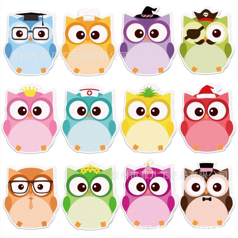UB033 Notițe Post-it în formă de bufniță cu desene animate, notițe Post-it, autocolante pentru conturi de mână, rechizite de birou, notițe Post-it