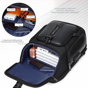Rucsac de afaceri pentru bărbați, rucsac impermeabil de călătorie, capacitate mare, geantă de calculator multifuncțională pentru călătorii de afaceri, modernizată 2025, model nou