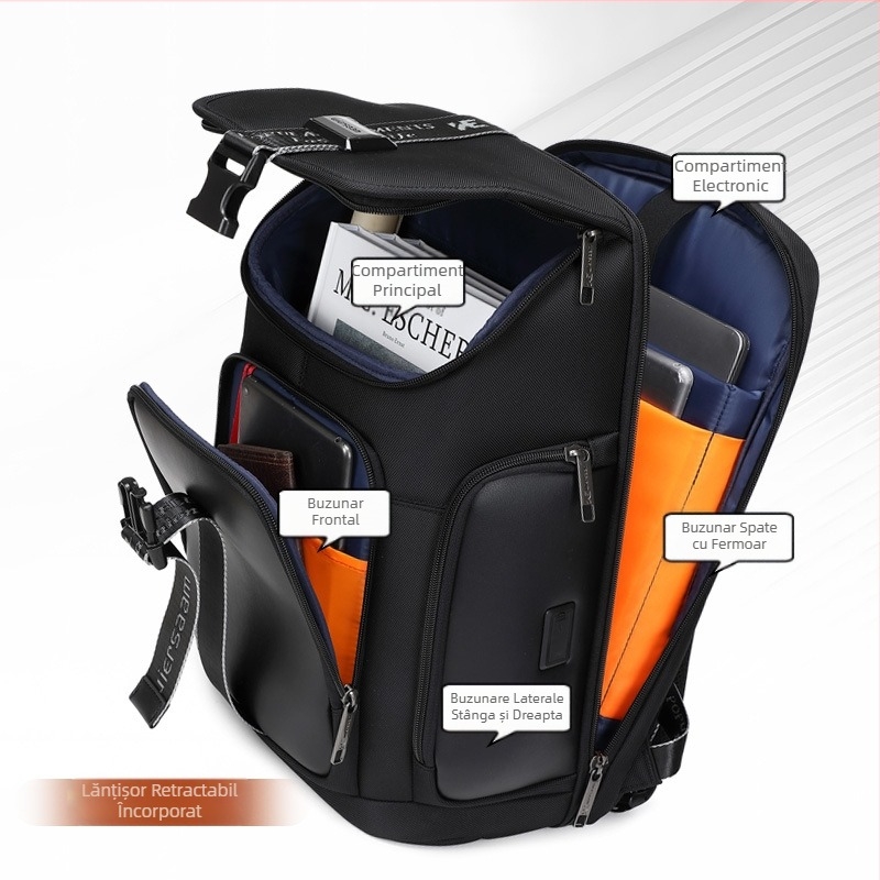 Rucsac de afaceri pentru bărbați, rucsac impermeabil de călătorie, capacitate mare, geantă de calculator multifuncțională pentru călătorii de afaceri, modernizată 2025, model nou