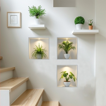 Autocolante de perete ACC1020ABC noi pentru plante verzi tropicale, plante în ghiveci, dormitor, living, intrare, casă, decorare de perete