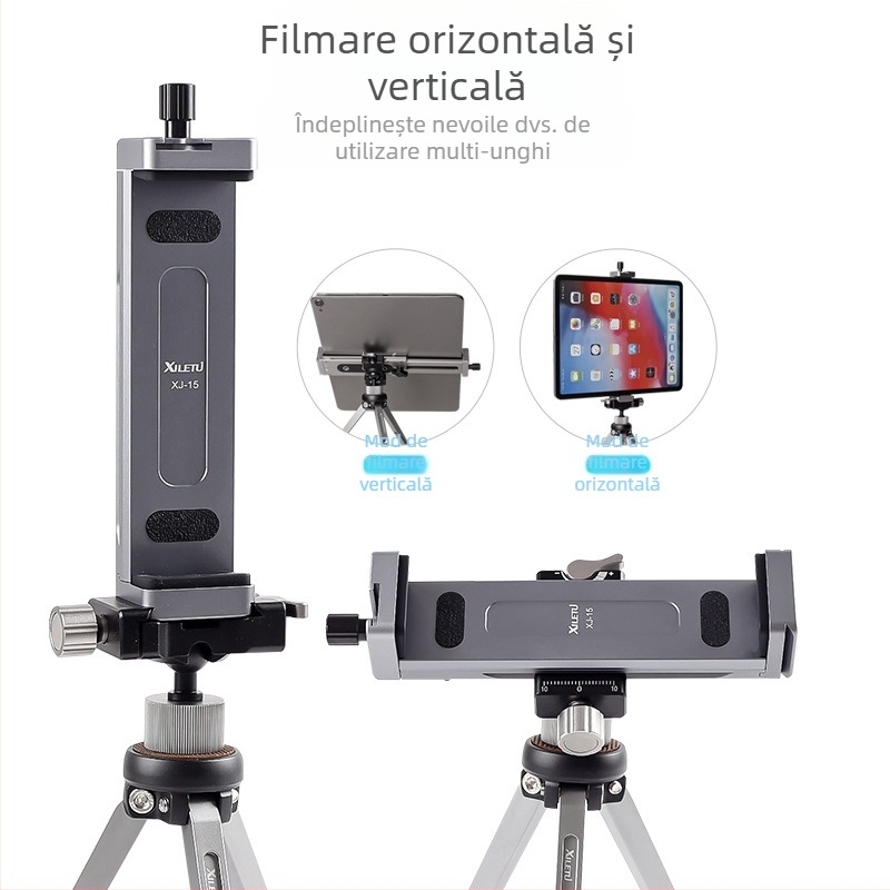 Suport tabletă complet metalic Xyloto XJ15, suport universal pentru telefon mobil, suport pentru desktop, clemă de fixare pentru transmisiuni în direct
