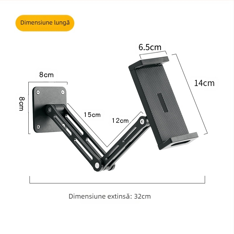 Suport de perete cu dublă funcție pentru telefon mobil, tabletă, suport de perete din aliaj de aluminiu, suport de telefon mobil, pliabil, rotativ, cantilever