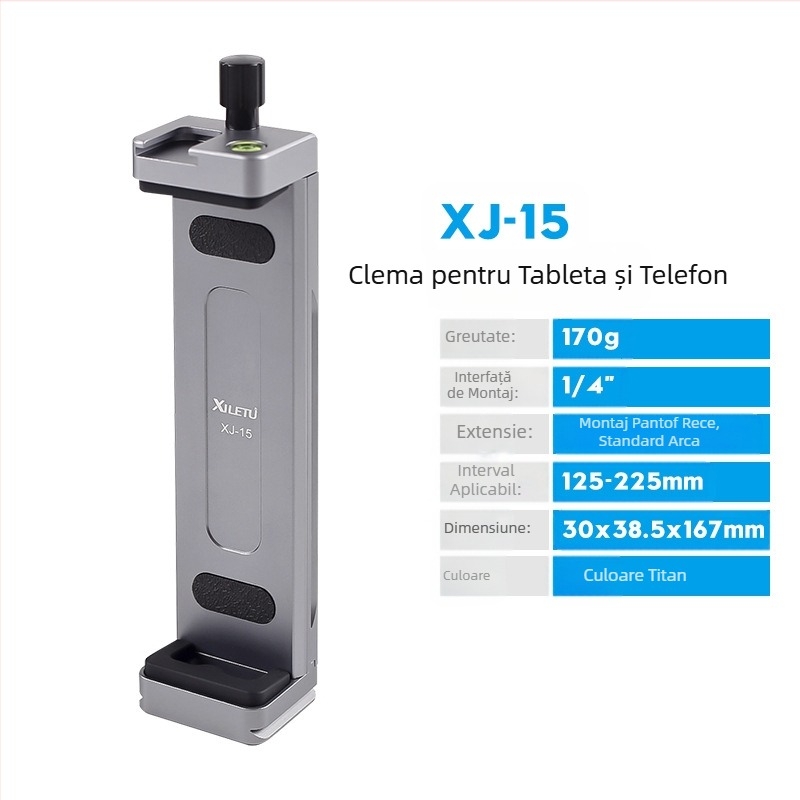 Suport tabletă complet metalic Xyloto XJ15, suport universal pentru telefon mobil, suport pentru desktop, clemă de fixare pentru transmisiuni în direct