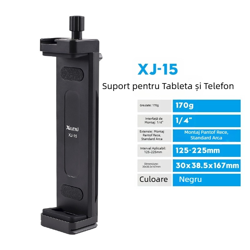 Suport tabletă complet metalic Xyloto XJ15, suport universal pentru telefon mobil, suport pentru desktop, clemă de fixare pentru transmisiuni în direct