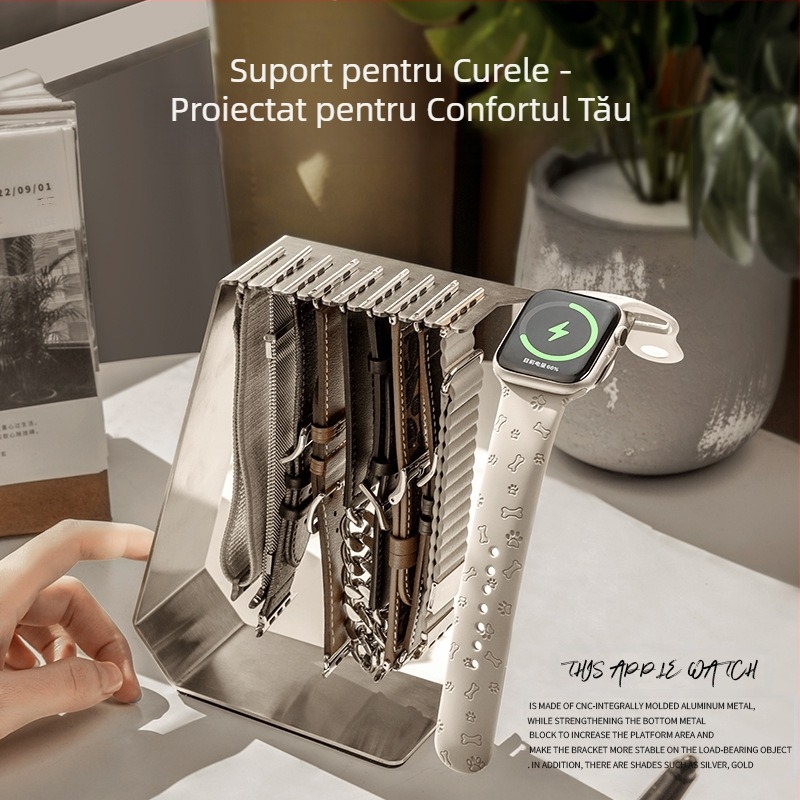 Bază de încărcare aplicabilă pentru Apple Watch, curea, suport de depozitare, încărcător metalic pentru Apple Watch, iWatch